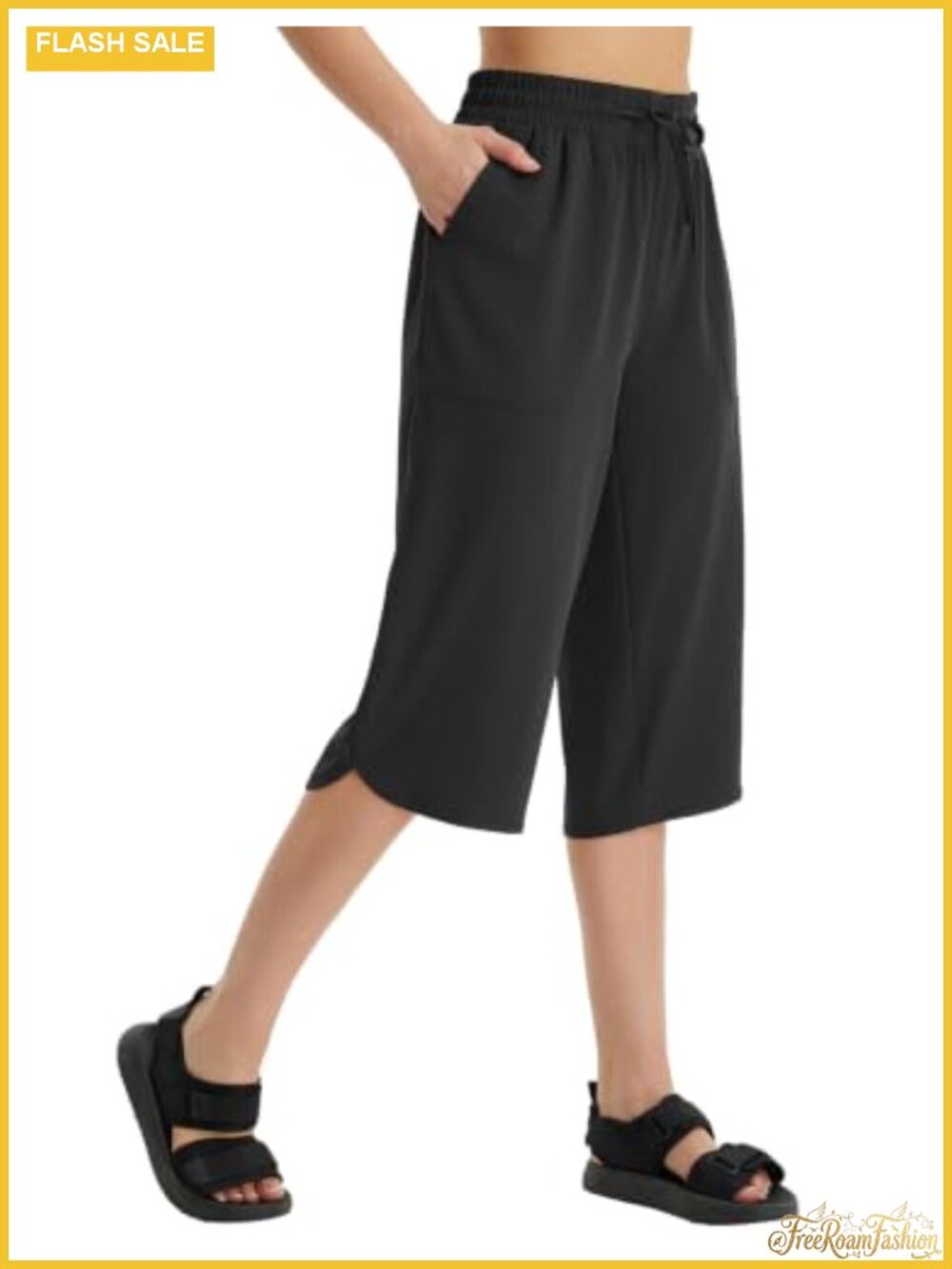 Women's UPF 50+ Hiking Capri Pants Quick Dry Wide Leg High Stretch